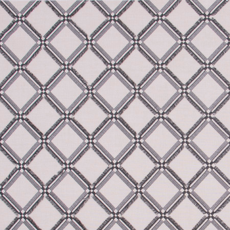 Diamonds Within Charcoal by Carole Designer Fabric White Smoke 42% Cotton, 42% Viscose, 16% Polyester India Passes 20,000 Double Rubs Wyzenbeek </p><p>Repeat: 4 1/2" V, 4 1/2" H 53.75" - Swanky Fabrics -