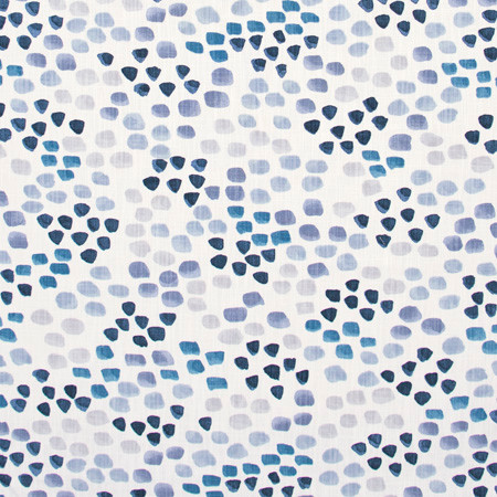 Kicked Stones Indigo by Carole Designer Fabric Bluebird 100% Cotton Printed in USA Passes 12,000 Double Rubs Wyzenbeek 25 1/4" V, 27" H 54" - Swanky Fabrics -