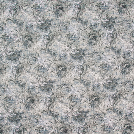 Pretty Lady Blue Smoke by Carole Designer Fabric SILVER FOX 100% Cotton- Soil & Stain Release South Korea N/A 17 3/4" V, 18" H 54" - Swanky Fabrics -