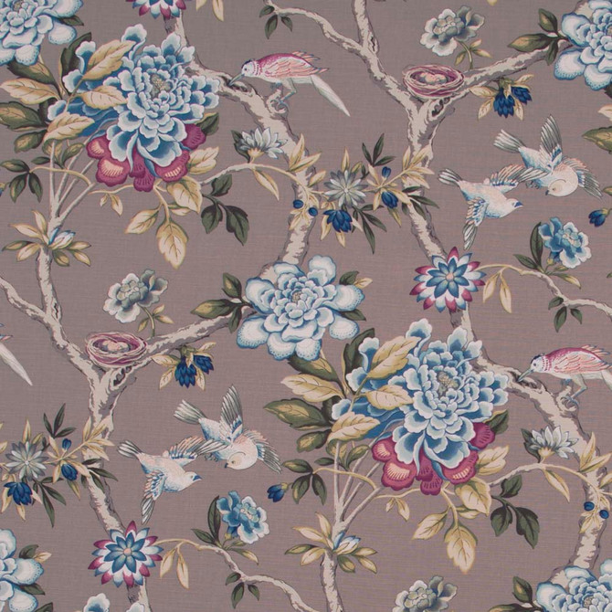 Bird Sanctuary Jewel by Carole Designer Fabric Pink Jade 100% Cotton- SSR Peru 25,000 Wyzenbeek Double Rubs Horizontal: 13.5 and Vertical: 25.25 54 - Swanky Fabrics -