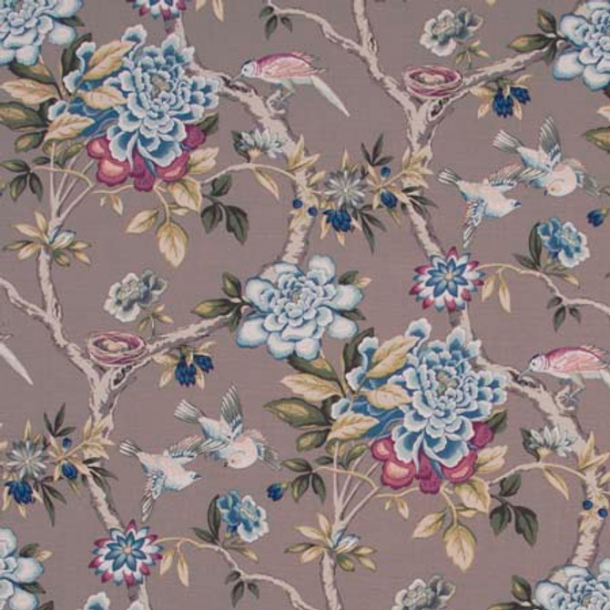 Bird Sanctuary Jewel by Carole Designer Fabric Pink Jade 100% Cotton- SSR Peru 25 1/4" V, 13 1/2" H HD 54" - Swanky Fabrics -