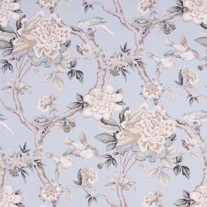 Bird Sanctuary Platinum by Carole Designer Fabric Ash Oak 100% Cotton- SSR Peru 25 1/4" V, 13 1/2" H HD 54" - Swanky Fabrics -