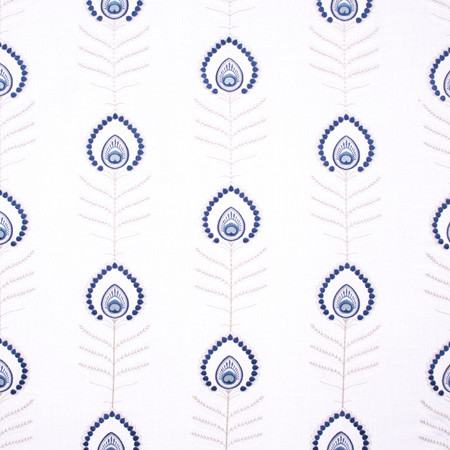 Peacock Feather Cobalt by Carole Designer Fabric Bluebird 60% Polyester, 30% Viscose, 10% Cotton China N/A 11 3/4" V, 10 1/2" H 52" - Swanky Fabrics -