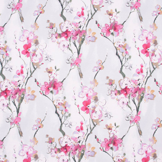 Another Time Wisteria by Carole Designer Fabric Azalea 100% Cotton S Korea Passes 15,000 Double Rubs Wyzenbeek 26" V, 27 1/4" H 54" - Swanky Fabrics -
