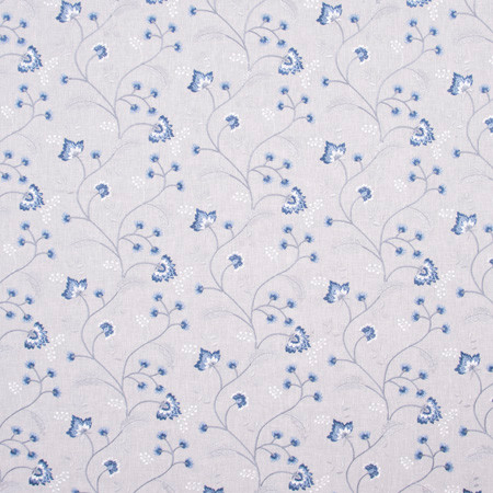 Until You Cornflower by Carole Designer Fabric Bluebird 52% Cotton, 48% Polyester India Passes 30,000 Double Rubs Wyzenbeek 9 1/8" V, 17 1/4" H 52" - Swanky Fabrics -