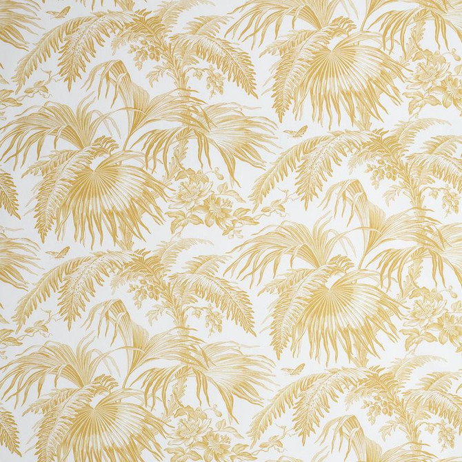 Toile Tropique Gold 179510 by Schumacher Designer Fabric Jill Lasersohn 18.0" - Swanky Fabrics -