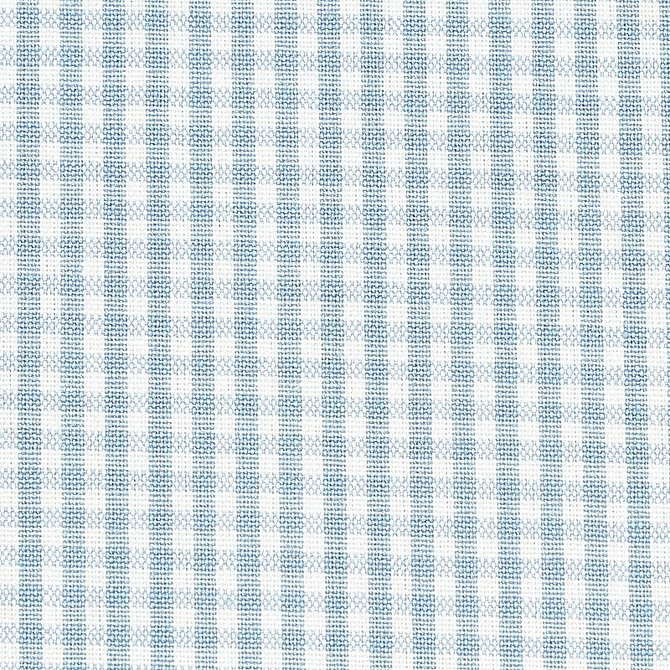 Barnet Cotton Check Sky 64629 by Schumacher Designer Fabric Rhapsody In Blue - Swanky Fabrics -