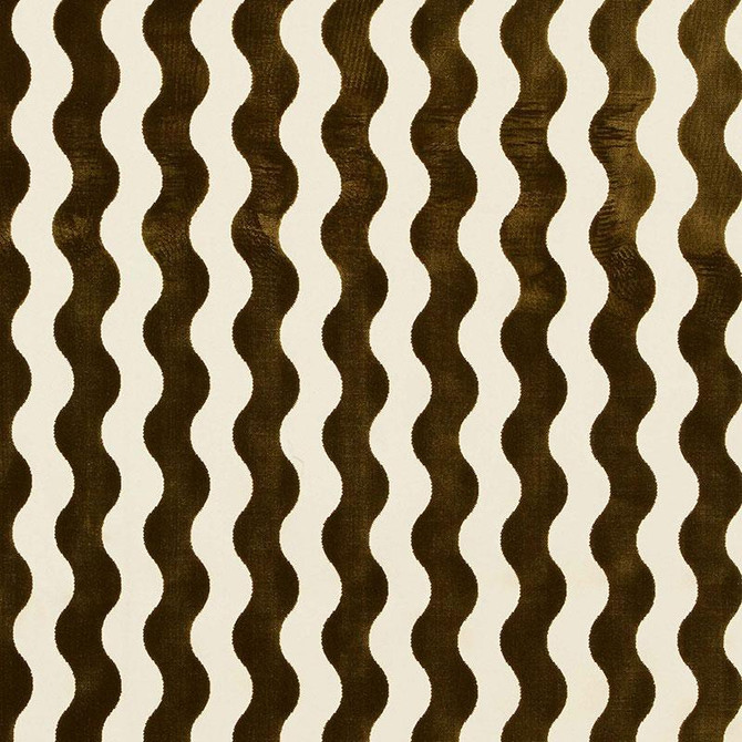 The Wave Velvet Chocolate 69421 by Schumacher Designer Fabric Miles Redd 3.5" - Swanky Fabrics -
