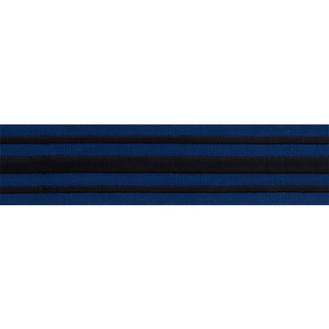 Military Stripe Tape Black On Navy 70780 by Schumacher Designer Trim Miles Redd - Swanky Fabrics -