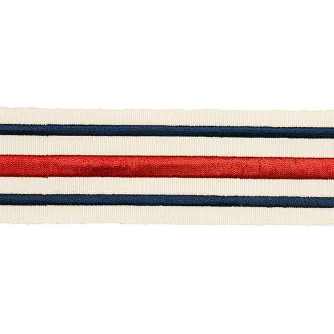 Military Stripe Tape Red & Navy 70782 by Schumacher Designer Trim Miles Redd - Swanky Fabrics -