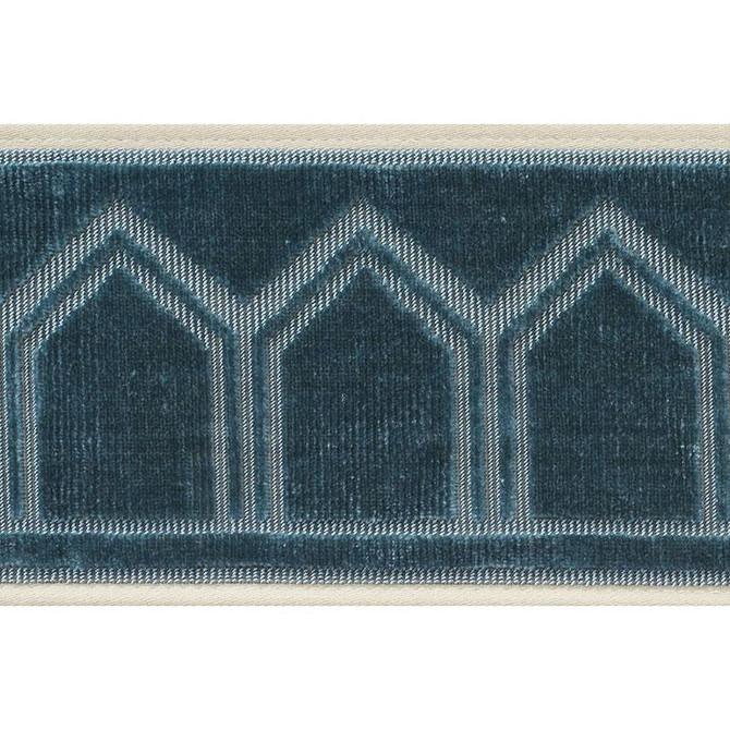 Vizier Velvet Tape Patina 75731 by Schumacher Designer Trim Ottoman Chic 2.0" - Swanky Fabrics -