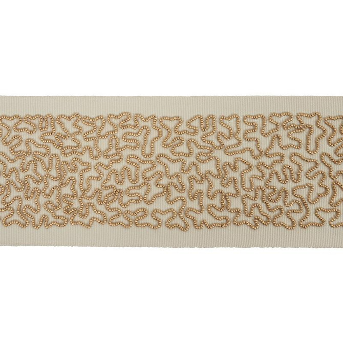 Vermicelli Beaded Tape Gold 77481 by Schumacher Designer Trim Rive Gauche - Swanky Fabrics -