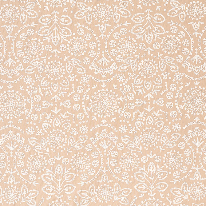 Tiana Embroidery Natural 79861 by Schumacher Designer Fabric BOHEMIA COTTON 100% INDIA </p><p>Repeat: Horizontal: 12 4/5" (32CM) and Vertical: 31 1/2" (80CM) 54 - Swanky Fabrics -