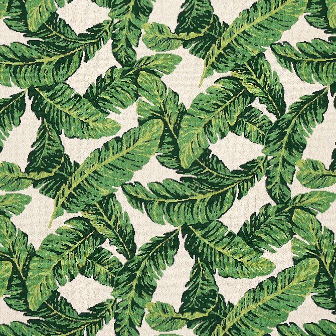 Tropical Leaf Epingle Green & Ivory 80090 by Schumacher Designer Fabric CUT & PATTERNED VELVETS COTTON 91% POLYESTER 9% BELGIUM </p><p>Repeat: Horizontal: 26 4/5" (68CM) and Vertical: 24 2/3" (63CM) 53.5 - Swanky Fabrics -