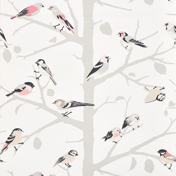 A-Twitter Blush 5005032 by Schumacher Designer Wallpaper Modern Nature 27.0" - Swanky Fabrics -