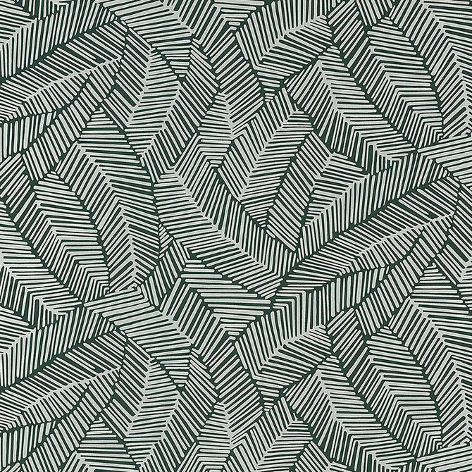 Abstract Leaf Metallic Slate 5007534 by Schumacher Designer Wallpaper Drawn From Nature 27.0" - Swanky Fabrics -