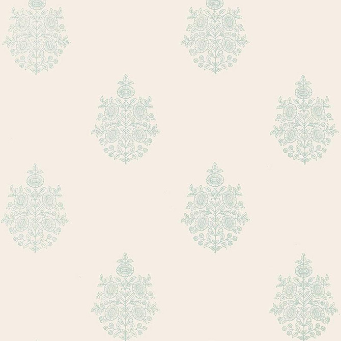 Asara Flower Water Blue 5005322 by Schumacher Designer Wallpaper Jaipur - Swanky Fabrics -