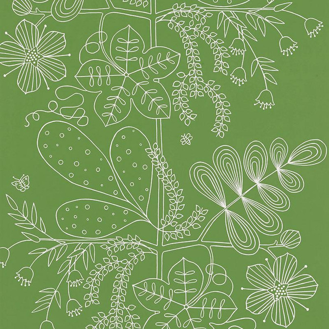 Blommen Leaf 5007492 by Schumacher Designer Wallpaper Drawn From Nature 27.0" - Swanky Fabrics -