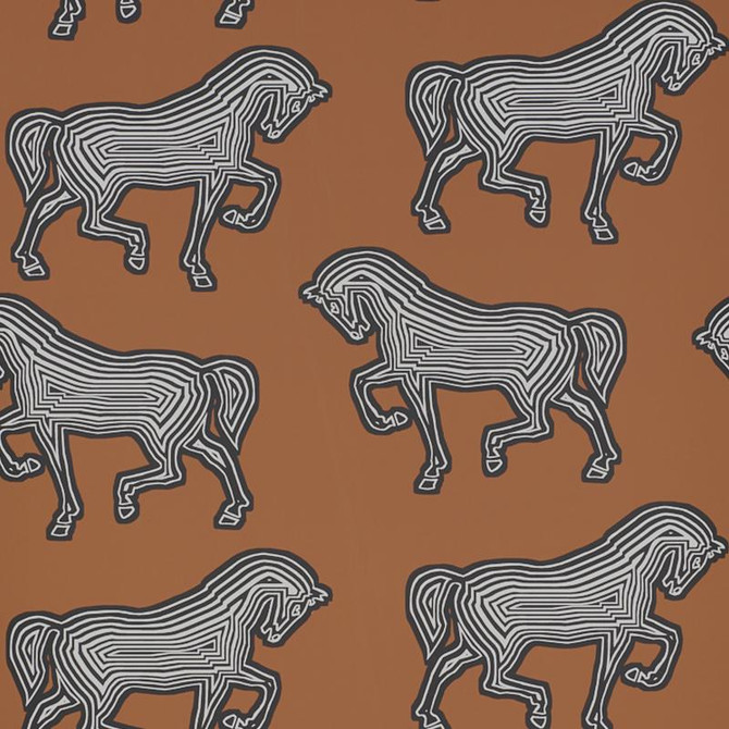 Faubourg Brown 5007090 by Schumacher Designer Wallpaper Club Cavalier 13.12" - Swanky Fabrics -