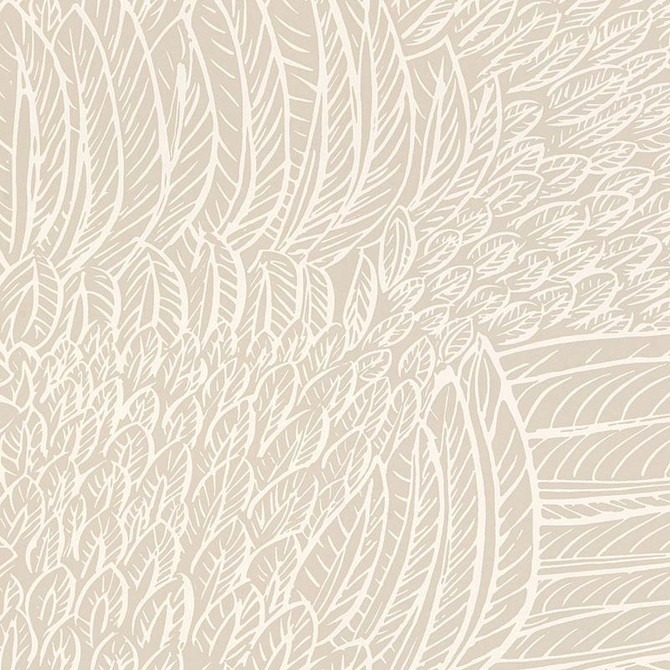 Featherfest Natural 5007561 by Schumacher Designer Wallpaper Drawn From Nature 27.0" - Swanky Fabrics -