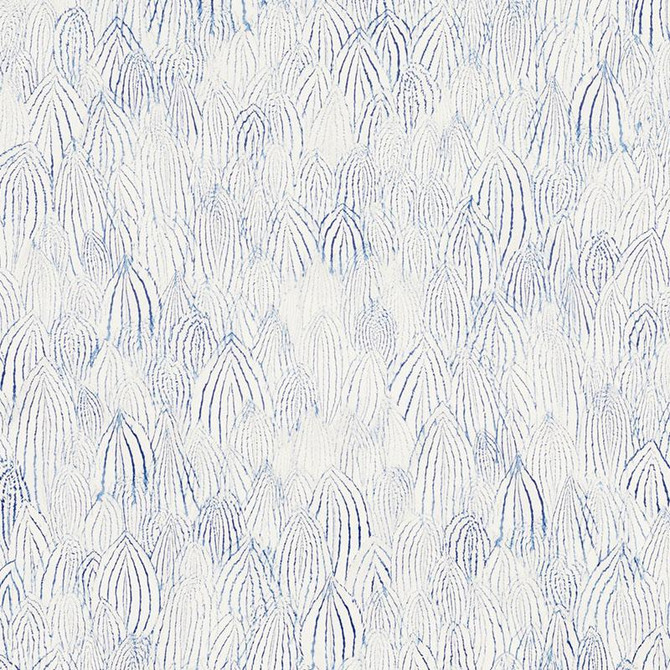 Feathers Indigo 5008611 by Schumacher Designer Wallpaper Silver Lining Performance Wallcoverings 13.5" - Swanky Fabrics -