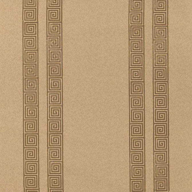 Greek Key Stripe Tabac 5005364 by Schumacher Designer Wallpaper Jaipur - Swanky Fabrics -