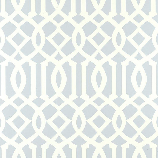 Imperial Trellis Soft Aqua 5003363 by Schumacher Designer Wallpaper Print Happy 6.75" - Swanky Fabrics -