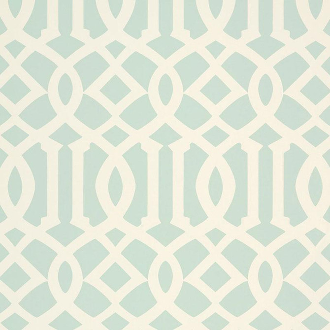 Imperial Trellis Ii Mineral 5005805 by Schumacher Designer Wallpaper Print Happy 6.75" - Swanky Fabrics -