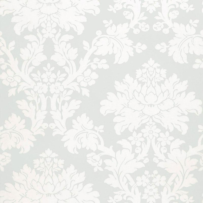 Tierni Damask Robin'S Egg 5004463 by Schumacher Designer Wallpaper Greenhouse 13.5" - Swanky Fabrics -