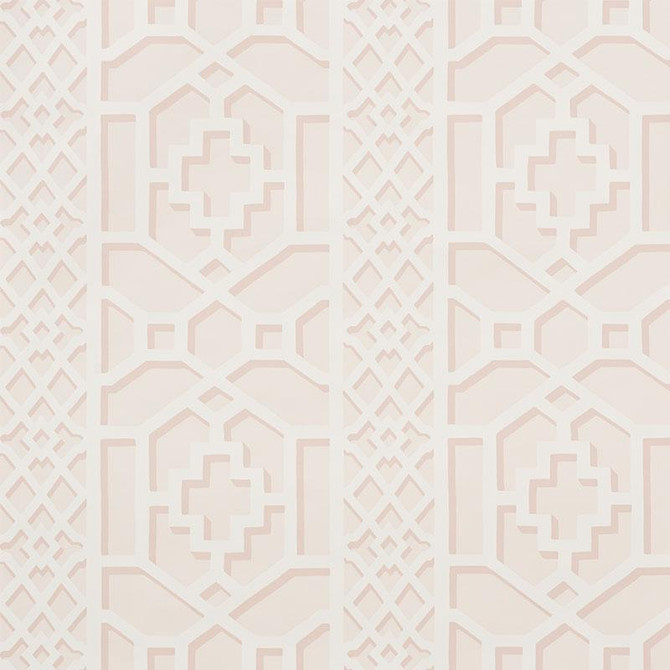 Zanzibar Trellis Blush 5006944 by Schumacher Designer Wallpaper Print Happy 13.5" - Swanky Fabrics -