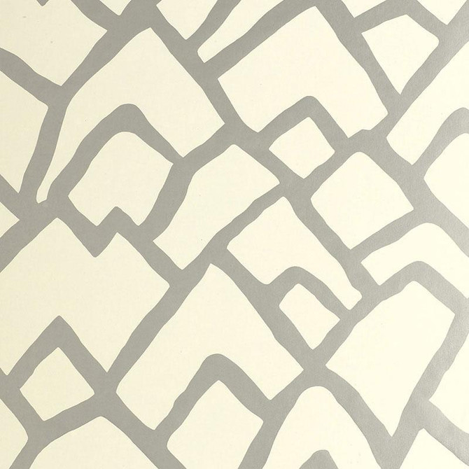 Zimba Silver 5003300 by Schumacher Designer Wallpaper Exuberant Prints 27.0" - Swanky Fabrics -