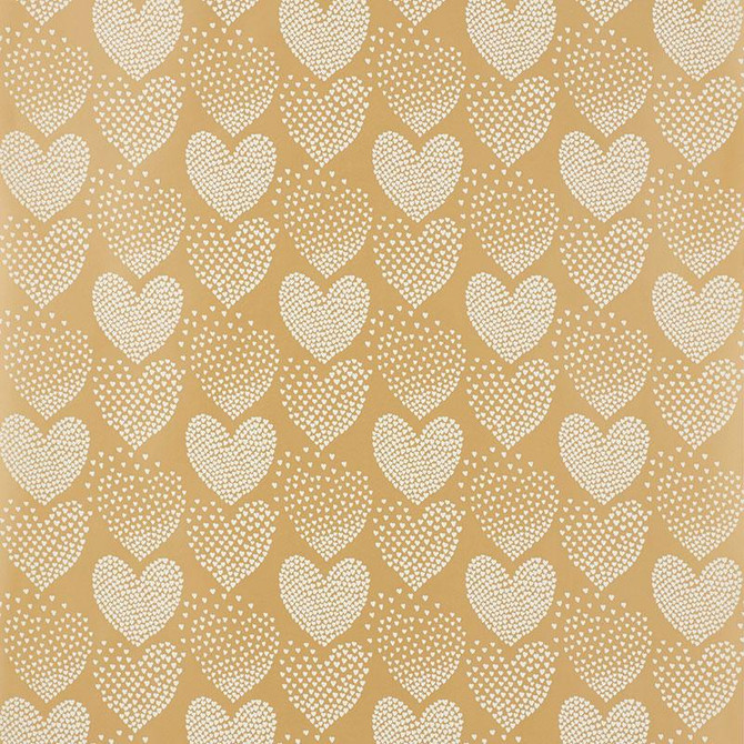 Heart Of Hearts Ivory & Gold 5008360 by Schumacher Designer Wallpaper Heart Of Hearts 6.75" - Swanky Fabrics -