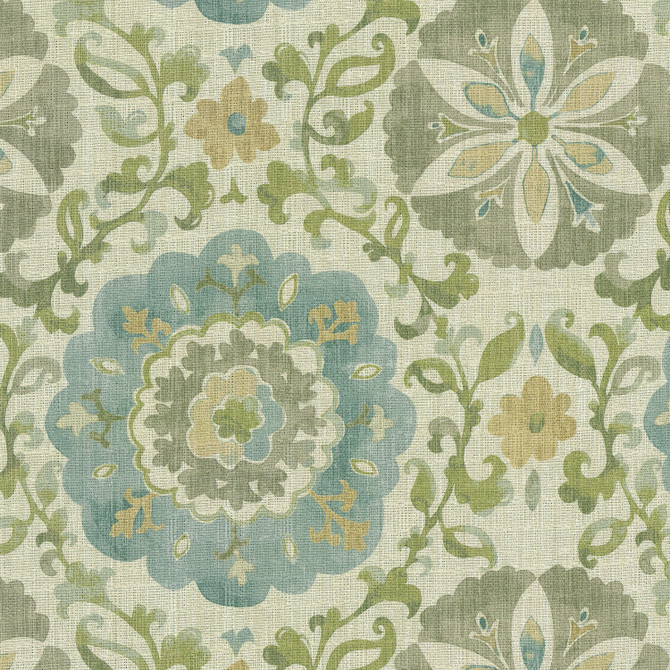 Soumak Suzani Vapor 410333 by PKL Studio Designer Fabric - 100% Cotton PERU 22000 Horizontal: 13.5 and Vertical: 13.5 54 - Swanky Fabrics -