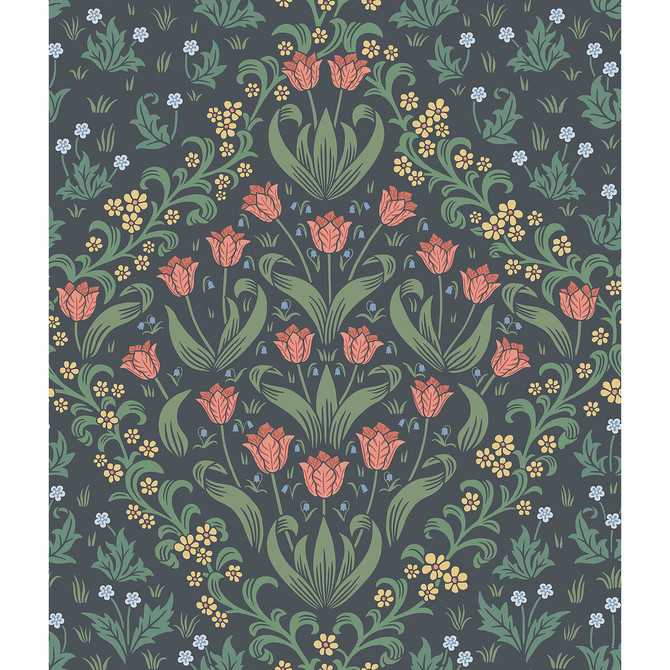 Tudor Garden Ro&Fgrn/Char by Cole & Son Designer Wallcovering COLE & SON HISTORIC ROYAL PALACES-GREAT MASTERS NON WOVEN - 100% United Kingdom Horizontal: 20.5 and Vertical: 24 20.5 - Swanky Fabrics -