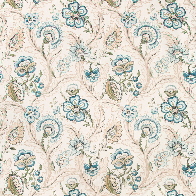 Wimberly Print Blue/Spring by Lee Jofa Designer Fabric AVONDALE LINEN - 100% United Kingdom MEDIUM Horizontal: 27 and Vertical: 26.67 54 - Swanky Fabrics -