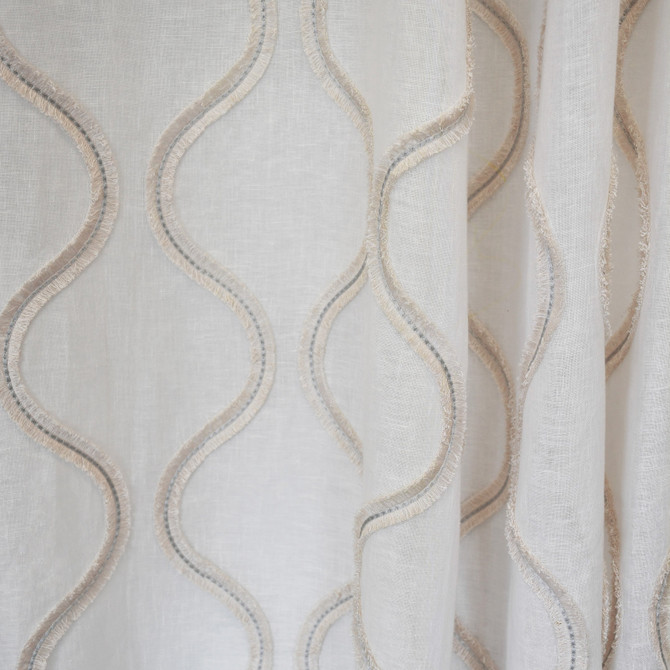 S2613 Winter White by Greenhouse Designer Fabric 54% Linen, 32% Cotton, 14% Polyester With 100% Polyester Embroidery India Drapery double rubs </p><p>Repeat: 8.5" H, 10" V 52" - Swanky Fabrics -