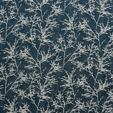 Bare Trees Blue Pearl by Carole Designer Fabric Blue Steel 68% Polyester, 32% Viscose Turkey 13 3/4" V, 27 1/2" H 59" - Swanky Fabrics -