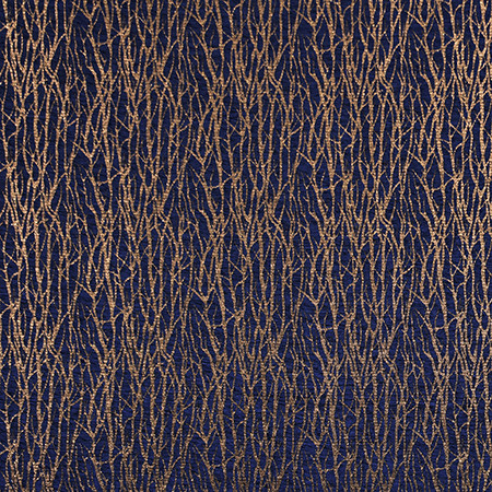 Winter Branches Royal by Carole Designer Fabric Blue Steel 92% Polyester, 8% Metallic India N/A 8 1/2" V, 6 3/4" H 57" - Swanky Fabrics -