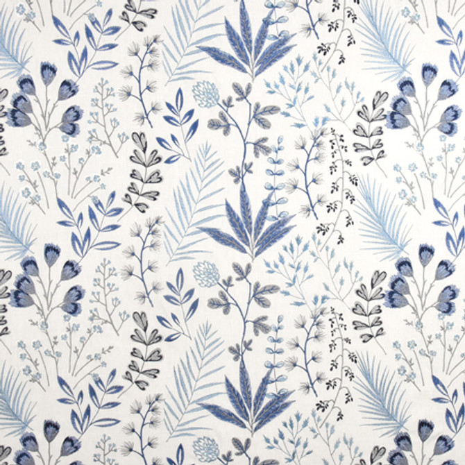 Field Of Sprigs Blue Jay by Carole Designer Fabric From The Heart 58% Cotton, 42% Polyester India 12 3/4" V, 26" H 51.75" - Swanky Fabrics -