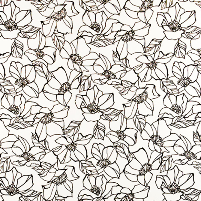 Flower Stencil Domino by Carole Designer Fabric Muse 100% Cotton Spain 50,000 Wyzenbeek Double Rubs 27" V, 13 1/2" H 54" - Swanky Fabrics -