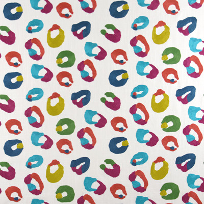 Ring Toss Calypso by Carole Designer Fabric Muse 36% Poly, 26% Cotton, 22% Viscose, 16% Linen China 30,000 Wyzenbeek Double Rubs 11 3/4" V, 18" H 52" - Swanky Fabrics -