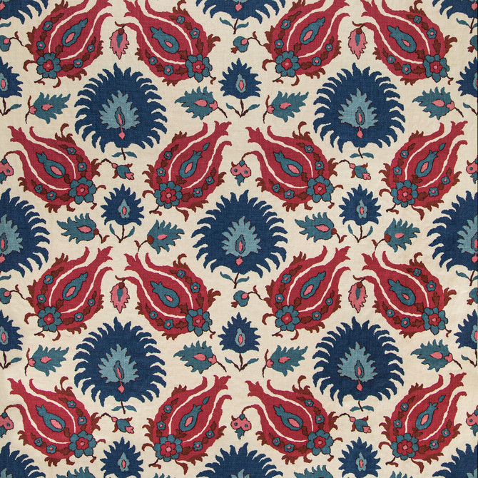 Kashmiri Linen Print Navy/Berry by Brunschwig & Fils Fabric Brunschwig & Fils Fabric Kashmiri Linen Print Navy/BerryFabric GRAND BAZAAR LINEN - 100% France </p><p>Repeat: H: 26.77, V: 28.35 53.54 - Fabric Carolina -