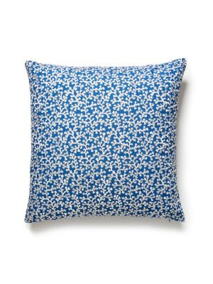 Hele Bay Pillow 22 X 22 - Cobalt ZSHELEPILL0001 by Scalamandre Designer Pillows VISCOSE & METALLIC EMBROIDERY, 100% LINEN Horizontal: and Vertical: 0 - Swanky Fabrics -