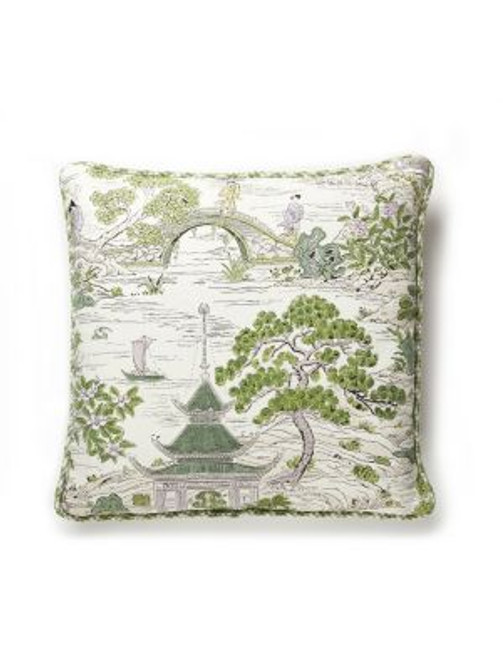Satomi Hand Block Print Pillow 22 X 22 - Lavender & Citron SCSATOPILL0002 by Scalamandre Designer Pillows PACIFICA 100% LINEN Horizontal: and Vertical: 0 - Swanky Fabrics -