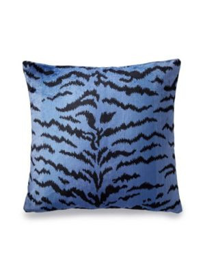 Tigre Pillow 22 X 22 - Blues & Black SCTIGRPILL0004 by Scalamandre Designer Pillows 13% COTTON, 69% VISCOSE / 18% POLYESTER / U.S.A. Horizontal: and Vertical: 0 - Swanky Fabrics -