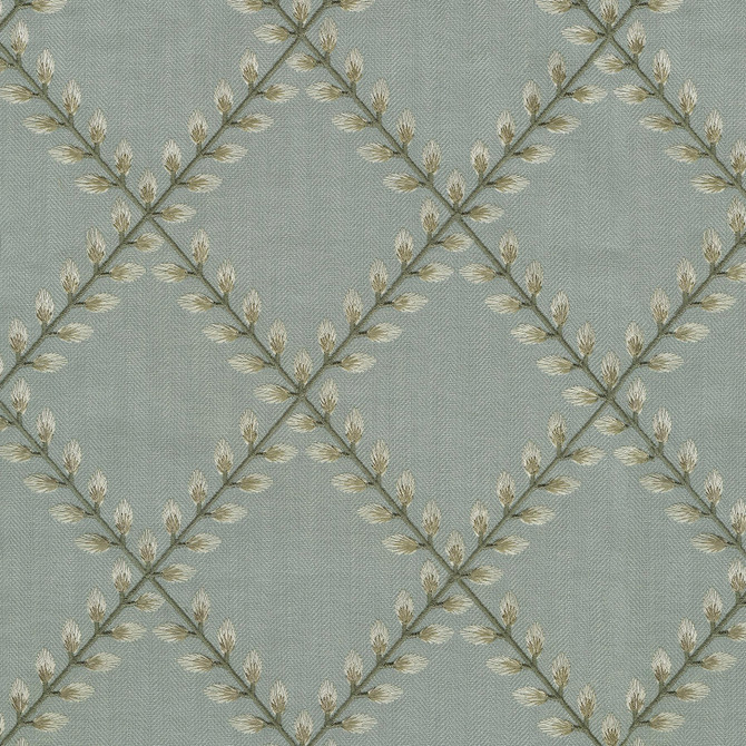 Clover Lane Emb Mist 410573 by PKL Studio Designer Fabric - 100% Polyester Embroid:100% Viscose INDIA 51000 Horizontal: 5.375 and Vertical: 6.25 55 - Swanky Fabrics -