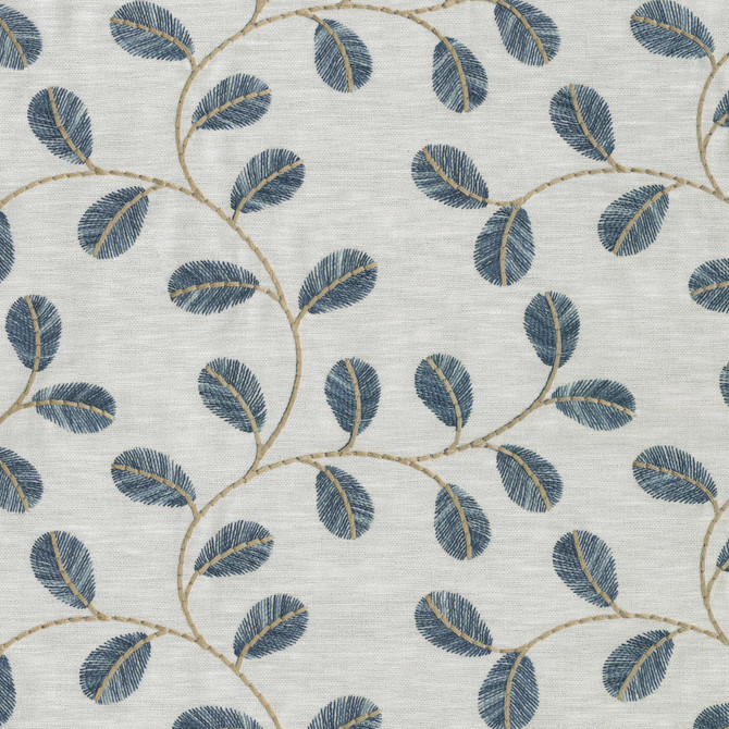 Leaf Love Emb Lapis 410532 by PKL Studio Designer Fabric - 71% Polyester 29% Cotton Embroid:100% Viscose INDIA 19000 Horizontal: 10.4 and Vertical: 9.4 54 - Swanky Fabrics -