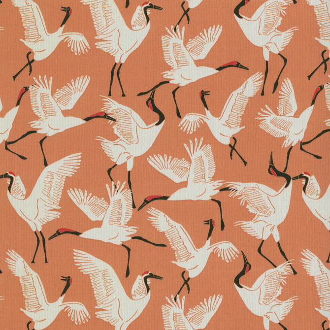 Od Block Cranes Coral 180280 by Novogratz Designer Fabric - 100% Polyester PAKISTAN Horizontal: 13.5 and Vertical: 12.75 55 - Swanky Fabrics -