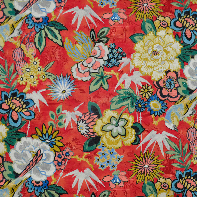 Ikebana # 504 Tutti Fruti by Maxwell Designer Fabric PRINT GALLERY 100% COTTON PERU V-36"H-27" HALF DROP 54" - Swanky Fabrics -