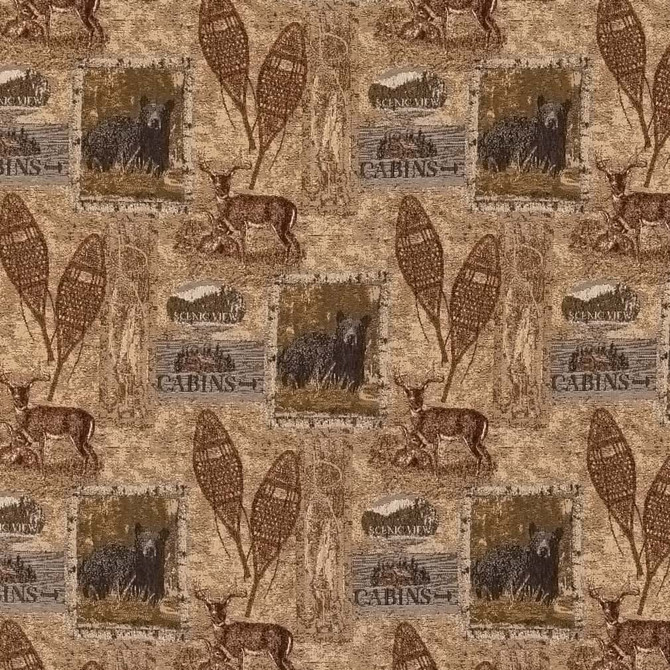D2671 Cabin Pine by Charlotte Designer Fabric Novelty Tapestry 55% Polyester, 45% Cotton Asia Exceeds 70,000 Wyzenbeek Rubs </p><p>Repeat: Horizontal 13.5" x Vertical 14.25" 54 Inches - Swanky Fabrics -